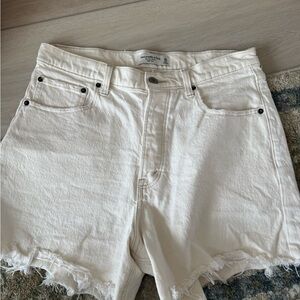 Women's Cream Abercrombie Dad Denim Shorts
